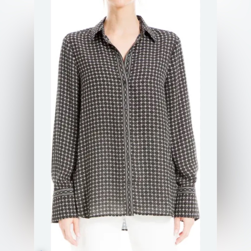 MAX STUDIO Printed Long Sleeve Button-Up Shirt Size Small - Like New - Worn Once